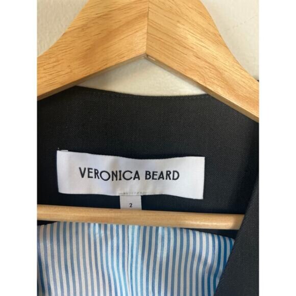 NEW Veronica Beard Bennett Linen Blend Half Belt Twill Vest Black Size: 2 - Picture 4 of 7